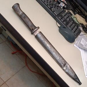 Vintage Metal German Ww2 Bayonet with Sheath